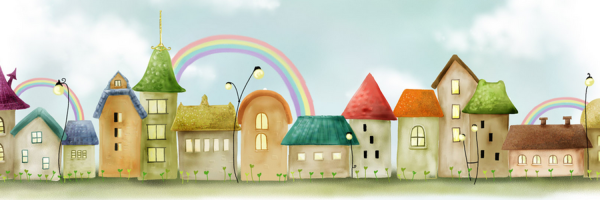 Сказочные домики в ряд