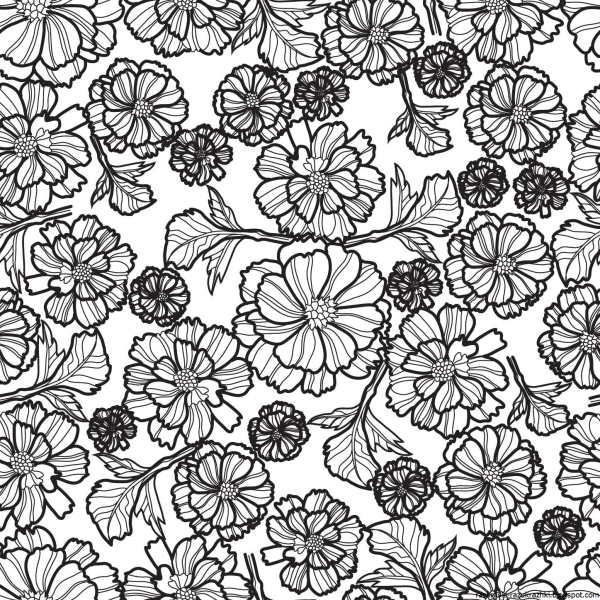 Цветочный принт черно белый