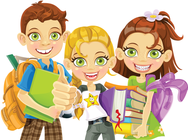 Школьники на прозрачном фоне