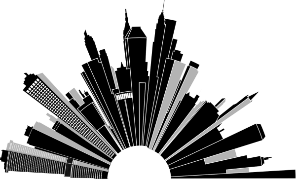 Очертания города на белом фоне