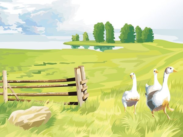 Пейзаж деревни для детей