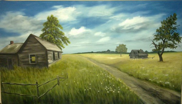 Нарисовать домик в деревне