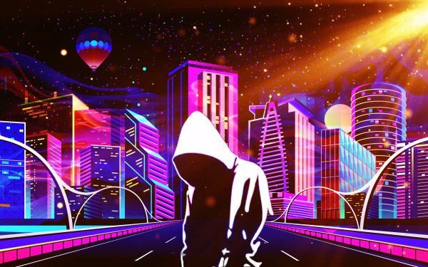 Неоновый город арт