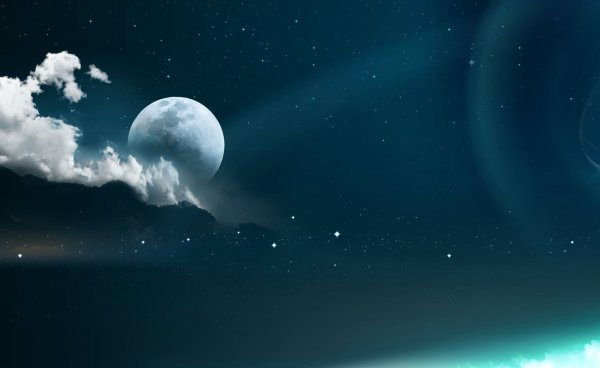 Звездное небо с луной