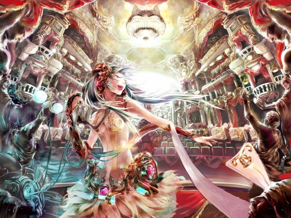 Аниме девушка в театре