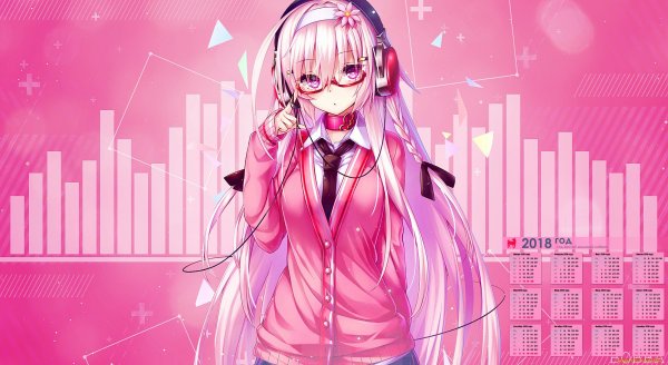 Аниме обои розовые