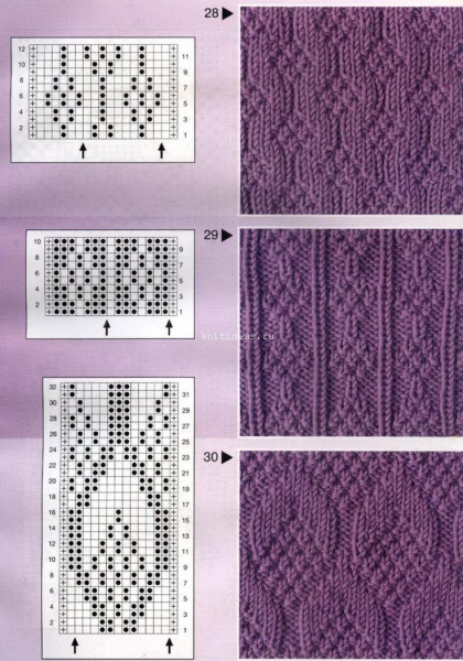 Узоры спицами со схемами