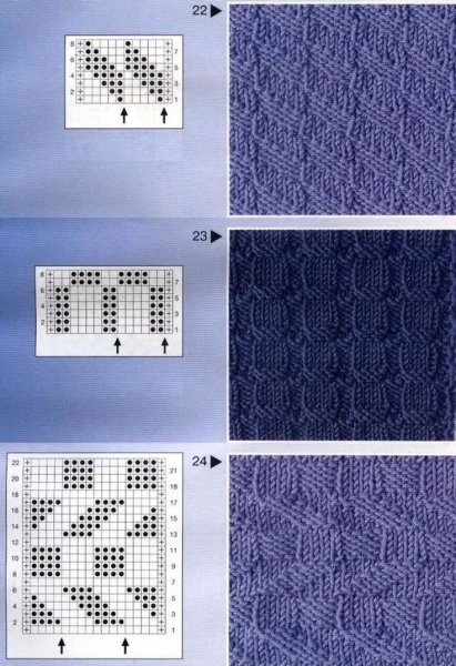 Узоры спицами из лицевых и изнаночных