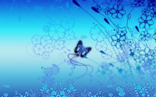 Голубой фон с бабочками