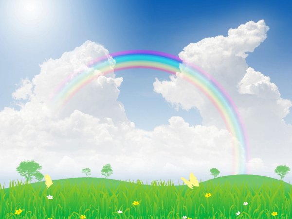 Детский фон с радугой