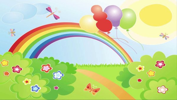 Детский фон с радугой