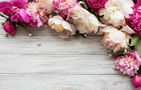Цветы на деревянном фоне