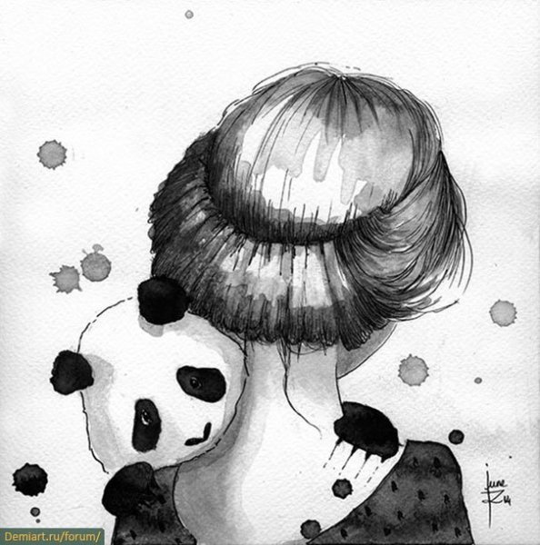 Черно белые панды с девочками