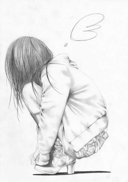 Грустная девушка рисунок