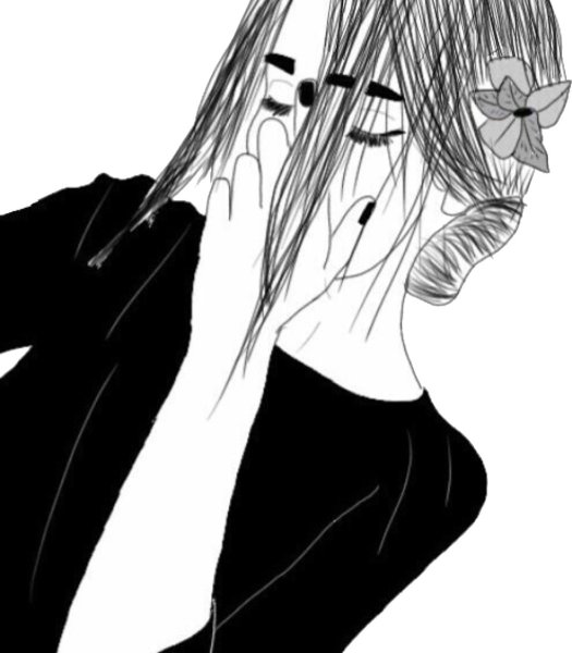 Рисунки черно белые грустные девушки