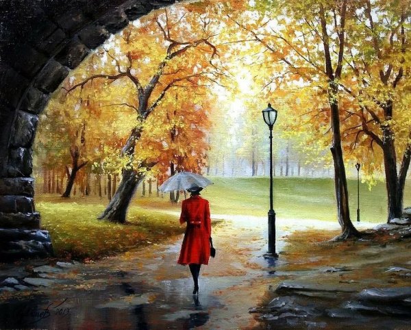 Пейзаж прогулка в парке