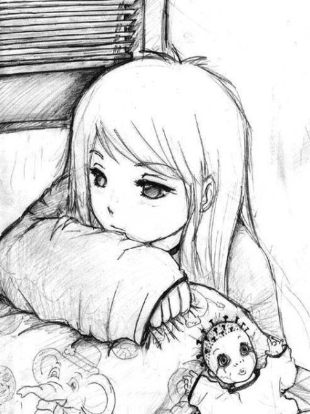Аниме рисунки для срисовки грустные