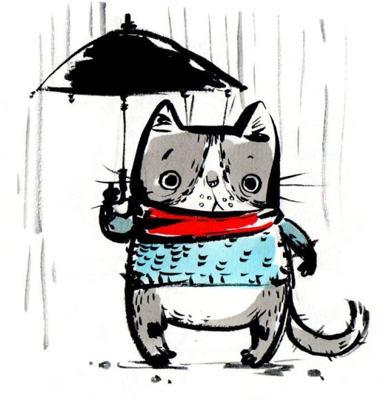 Грустный кот рисунок