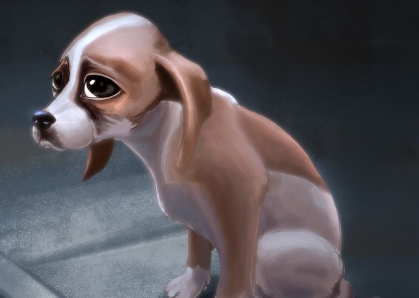 Грустная собака рисунок