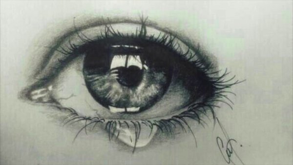 Плачущий глаз карандашом