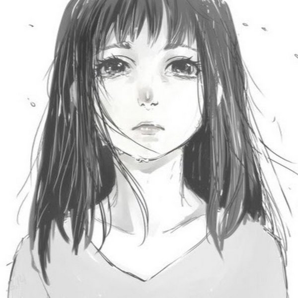 Плачущая девушка аниме карандашом