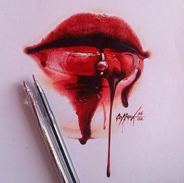 Сложные рисунки губ