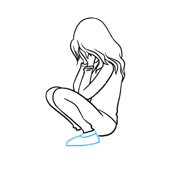 Девочка сидит для срисовки