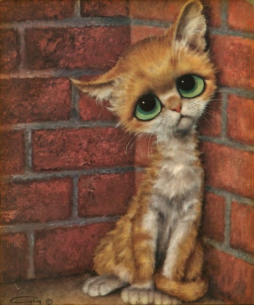 Мультяшный кот с большими глазами