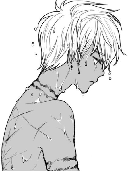 Аниме парень плачет карандашом