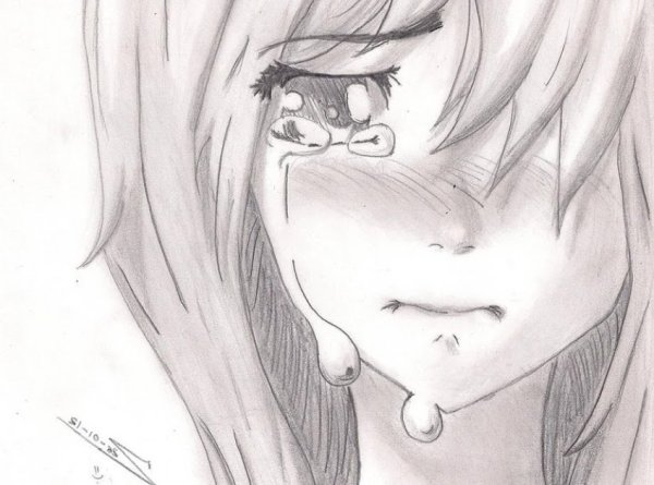 Аниме карандашом грустные