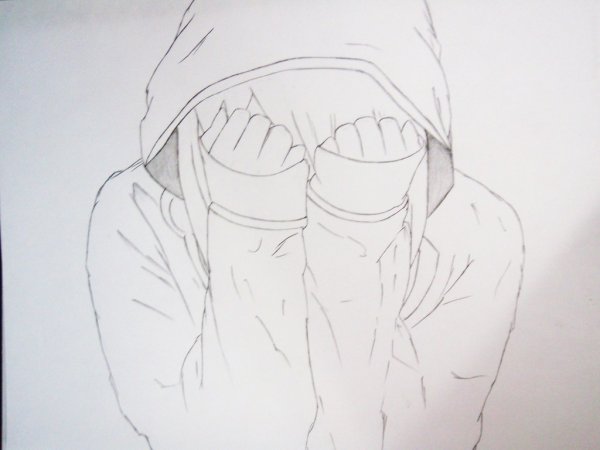 Нарисованный парень в капюшоне