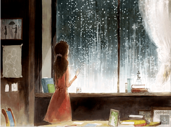 Девочка у дождливого окна