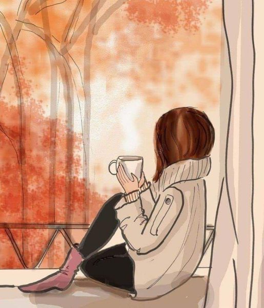 Девушка в пледе с кофе