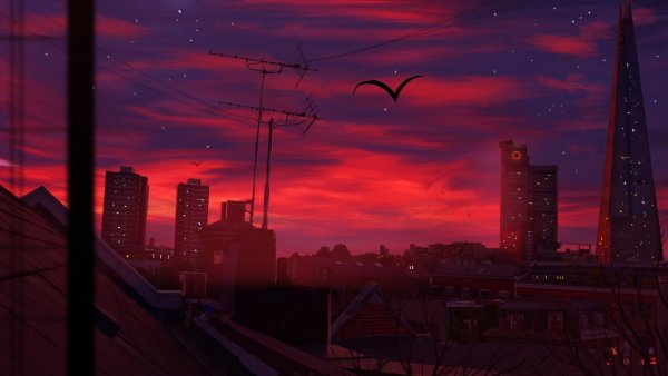 Неоновый город с крыши