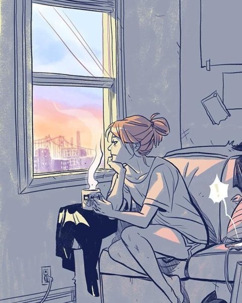 Девушка на подоконнике арт