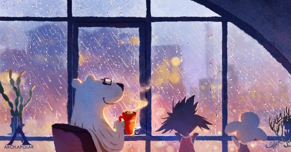 Уютные иллюстрации дождь