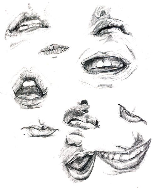 Эскизы губ карандашом