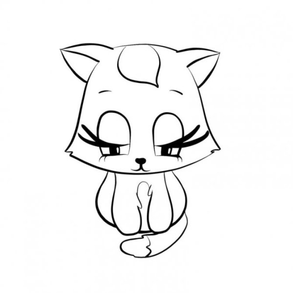 Грустная кошка раскраска