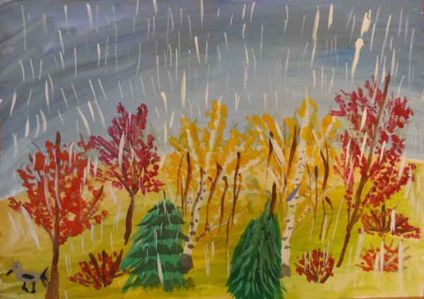 Рисование осенний лес в старшей группе