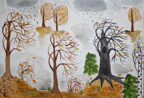 Рисование поздняя осень