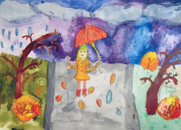 Рисование идет дождь