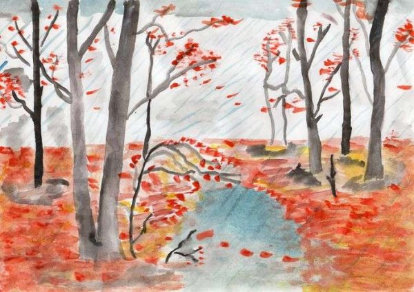 Рисование поздняя осень