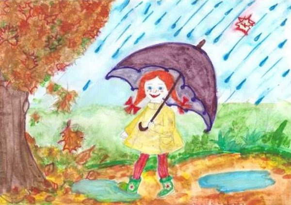 Рисование. Тема: «идет дождь»