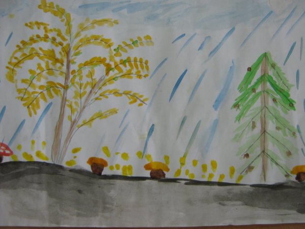 Рисование осенний дождь