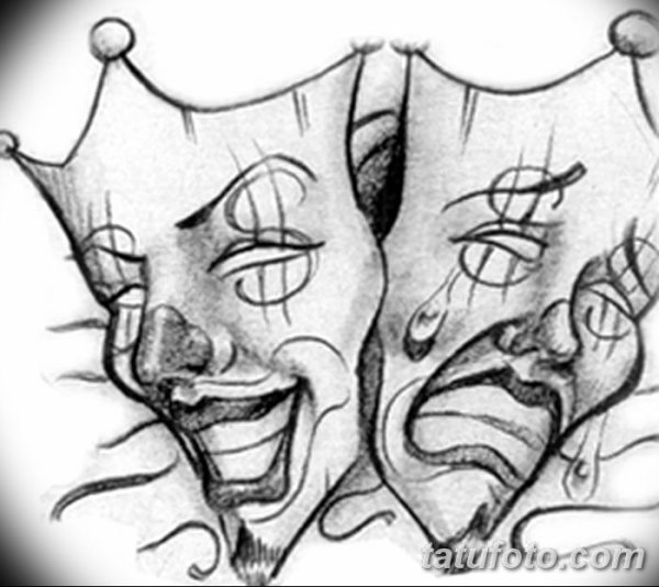 Грустная и веселая маска эскиз