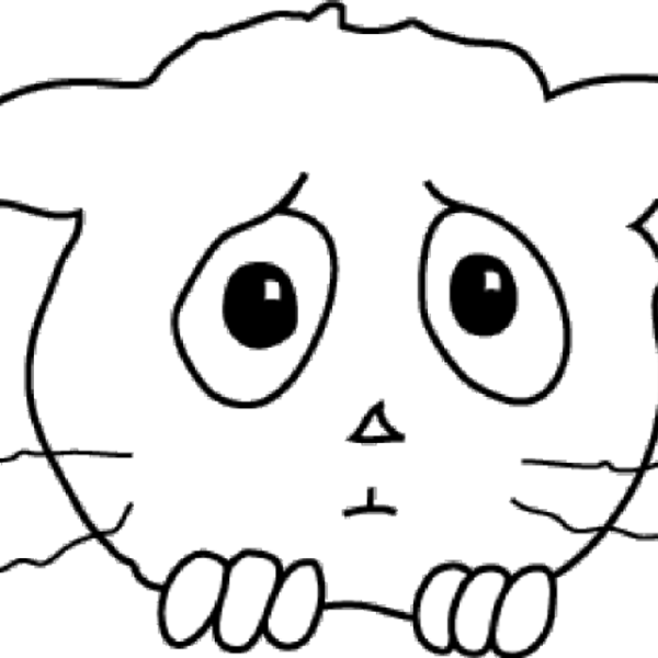 Грустный котик раскраска