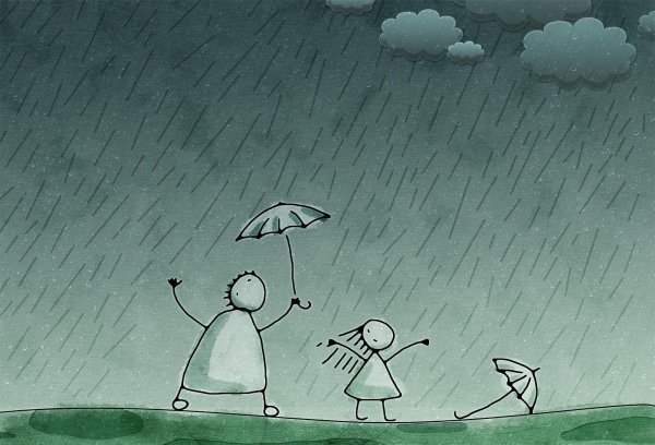 Человечек под дождем