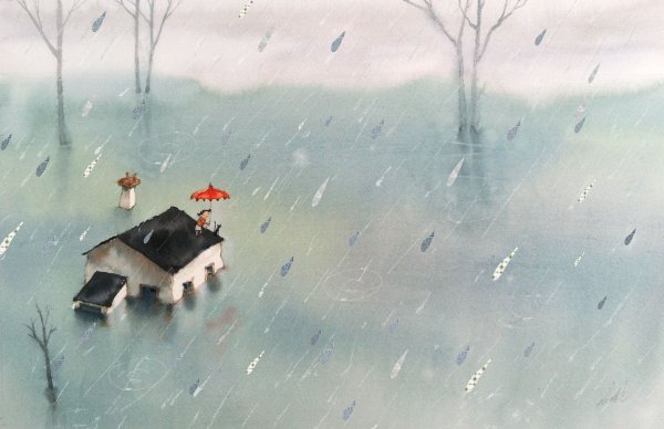 Художники дождь лужи