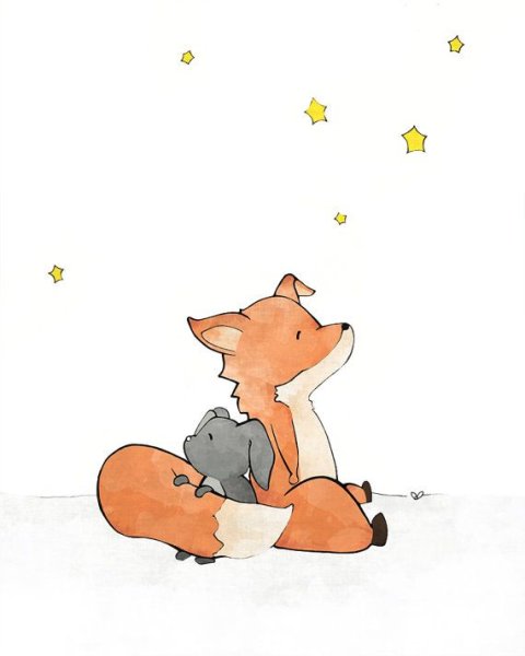 Лиса обнимает мышку