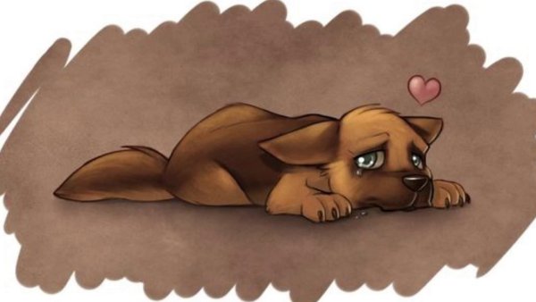 Грустный мультяшный щенок